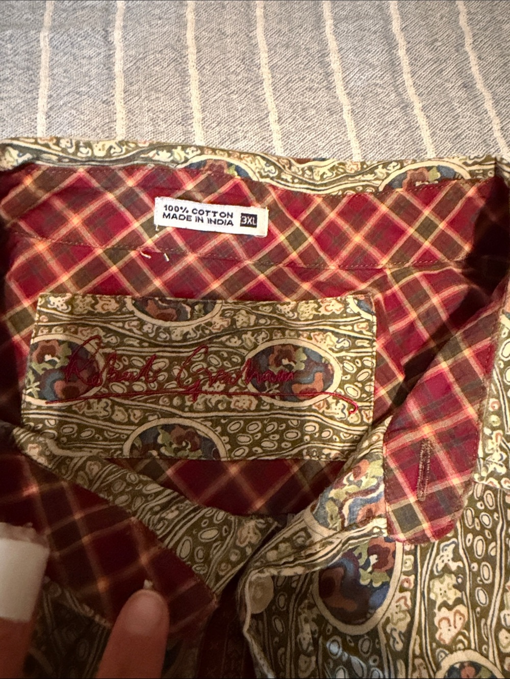 Robert Graham Red Plaid & Olive Paisley Dress Shirt